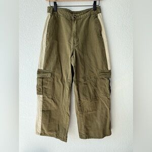 Cider Women’s Two-Tone Cargo Pants - Olive and Beige SZ S